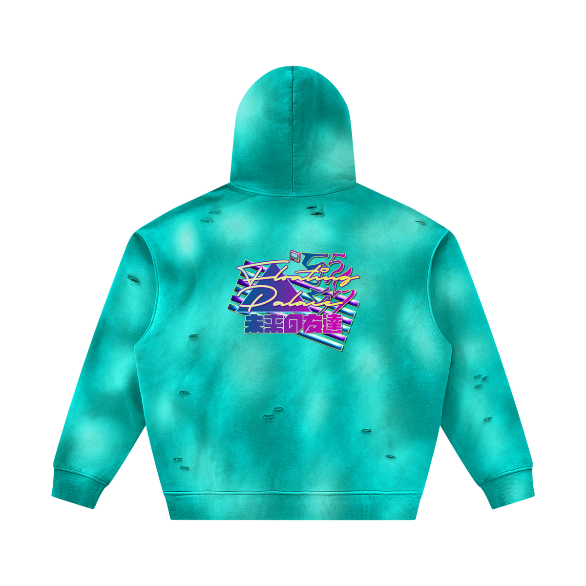 Floating Palace (Unisex Sunfade Frayed Fleece Hoodie)