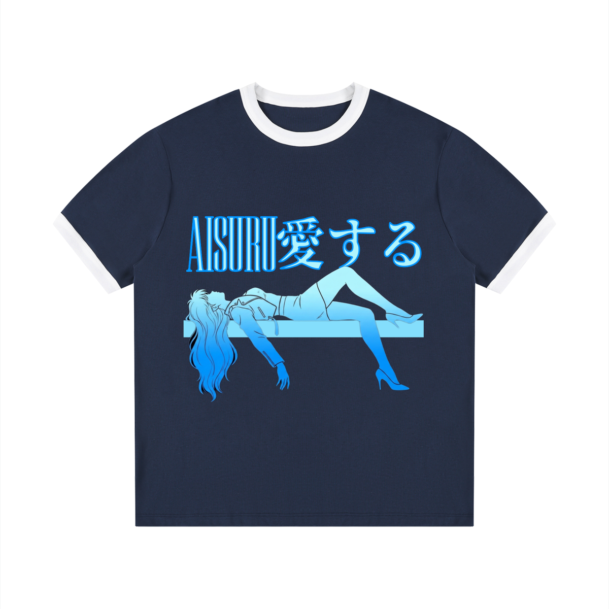 AISURU (Contrast Edge Ribbed Crewneck T-Shirt)