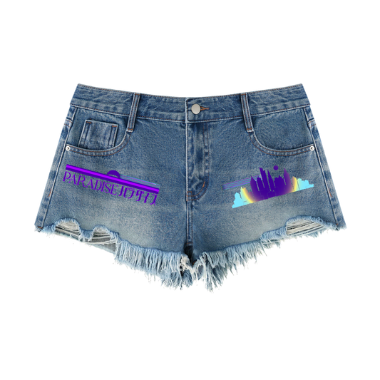 Paradise (Women's Vintage Wash Raw Hem Denim Shorts)