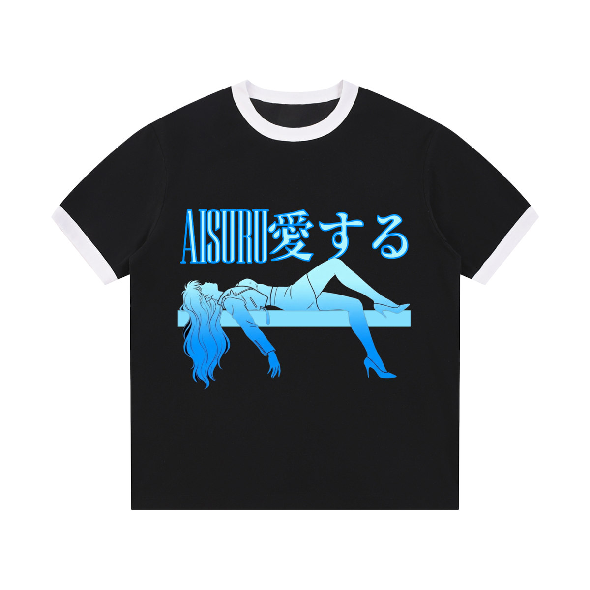 AISURU (Contrast Edge Ribbed Crewneck T-Shirt)
