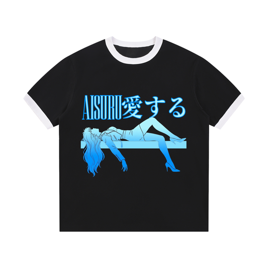 AISURU (Contrast Edge Ribbed Crewneck T-Shirt)